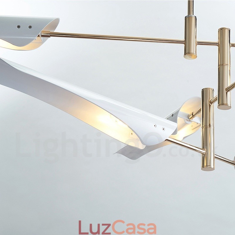 Lustre moderno contemporâneo de 4 níveis e 8 luzes