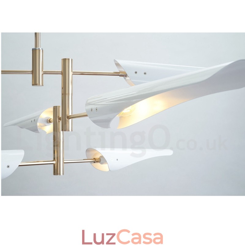 Lustre moderno contemporâneo de 4 níveis e 8 luzes