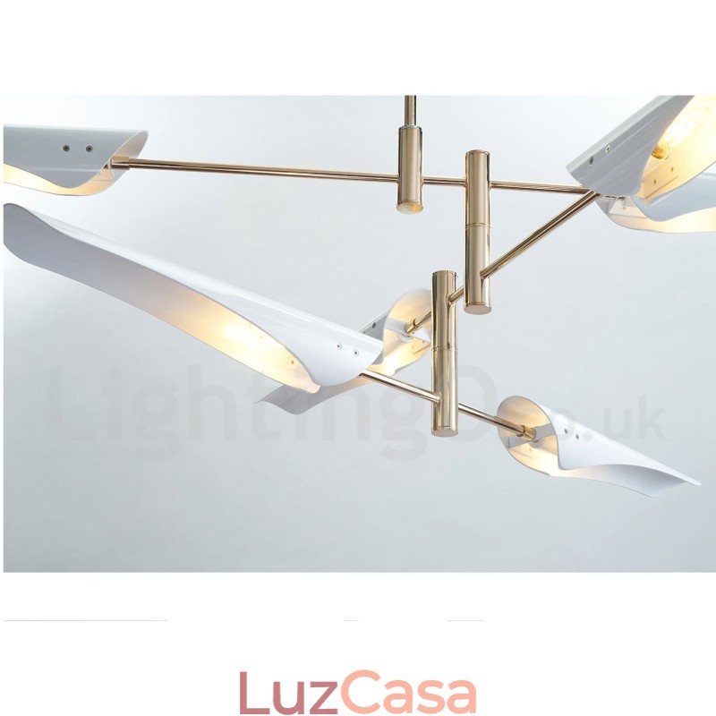 Lustre moderno contemporâneo de 4 níveis e 8 luzes