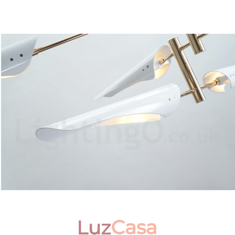 Lustre moderno contemporâneo de 4 níveis e 8 luzes