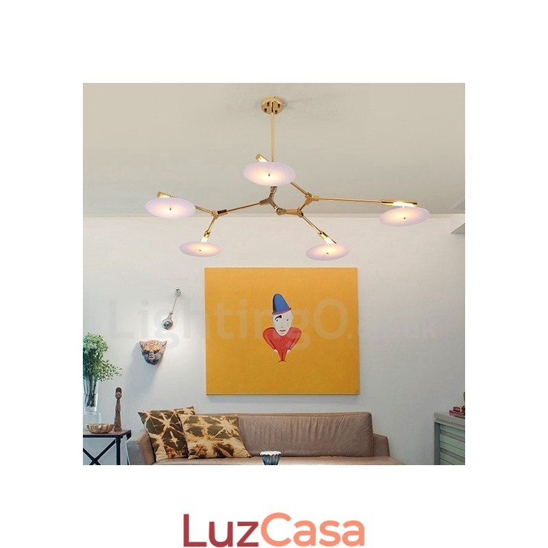 Lustre moderno contemporâneo de 5 luzes