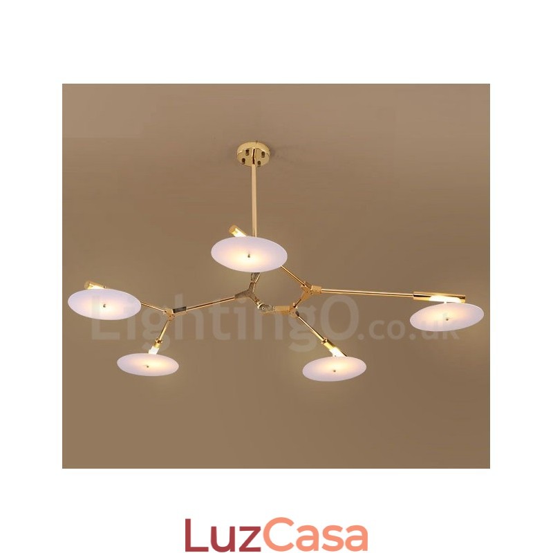 Lustre moderno contemporâneo de 5 luzes