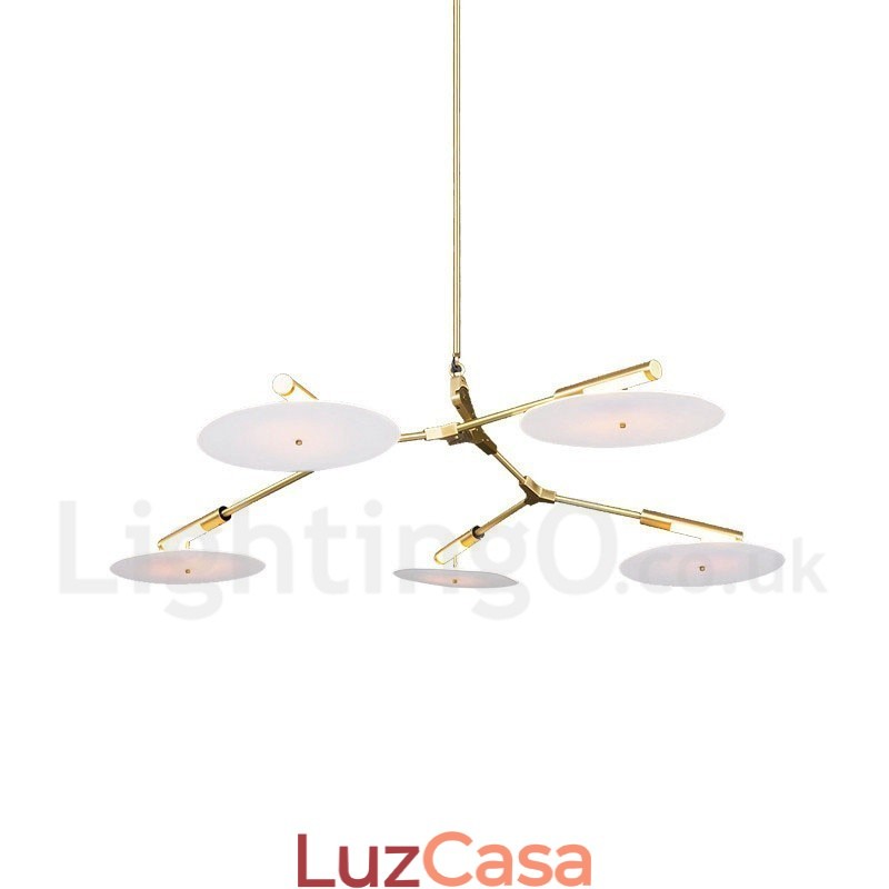 Lustre moderno contemporâneo de 5 luzes