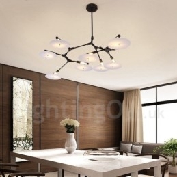 Lustre moderno contemporâneo preto de 8 luzes