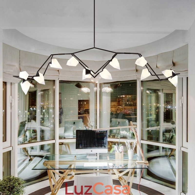 Lustre moderno contemporâneo de 8 luzes