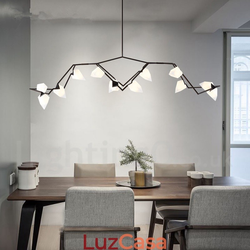Lustre moderno contemporâneo de 8 luzes