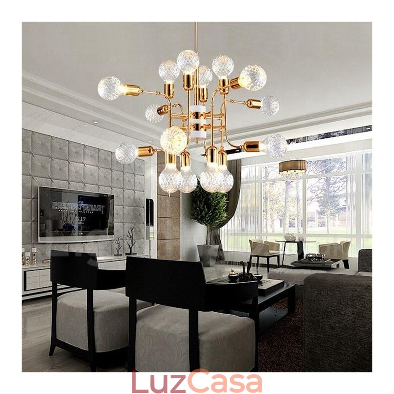 Lustre moderno contemporâneo de 4 níveis com 16 luzes
