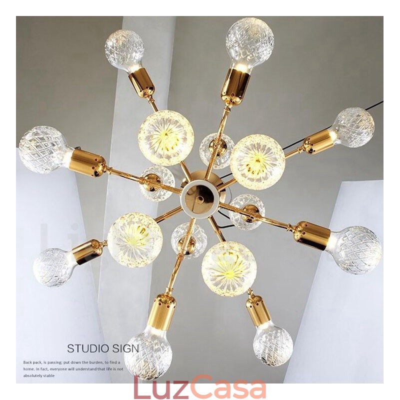 Lustre moderno contemporâneo de 4 níveis com 16 luzes