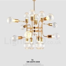 Lustre moderno contemporâneo de 4 níveis com 16 luzes