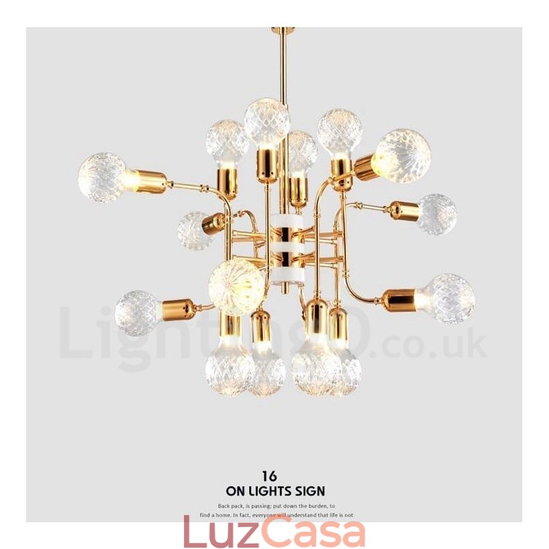 Lustre moderno contemporâneo de 4 níveis com 16 luzes