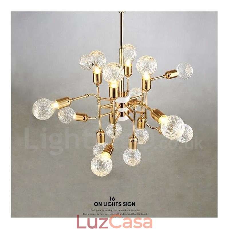 Lustre moderno contemporâneo de 4 níveis com 16 luzes