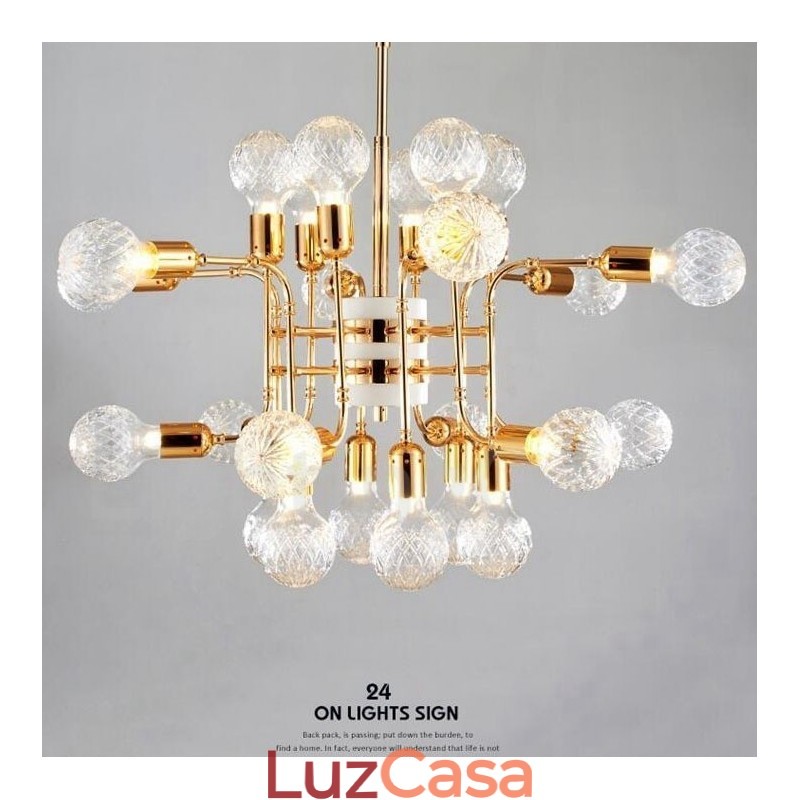 Lustre moderno contemporâneo de 4 níveis com 24 luzes