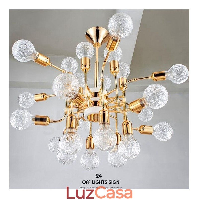 Lustre moderno contemporâneo de 4 níveis com 24 luzes