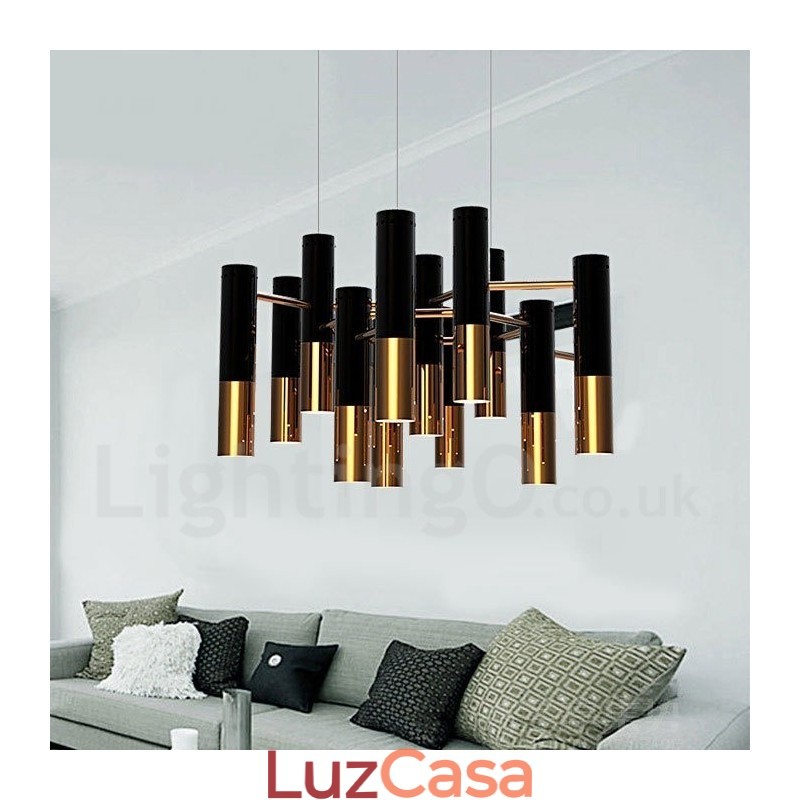 Lustre moderno contemporâneo de 13 luzes, lâmpada de nível único