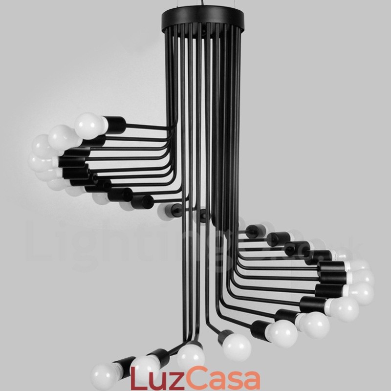 Preto 26 Luz Retro Vintage Moderno Contemporâneo Lustre Lâmpada Luz