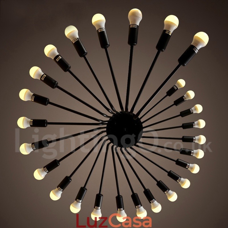 Preto 26 Luz Retro Vintage Moderno Contemporâneo Lustre Lâmpada Luz