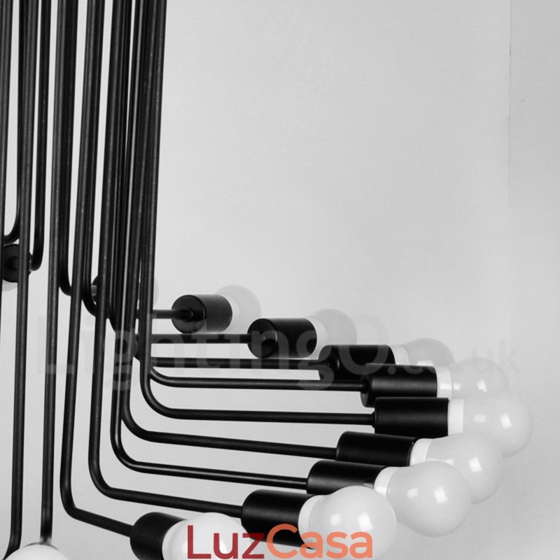 Preto 26 Luz Retro Vintage Moderno Contemporâneo Lustre Lâmpada Luz
