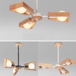 Lustre de madeira com 3 luzes e camada única, estilo moderno e contemporâneo