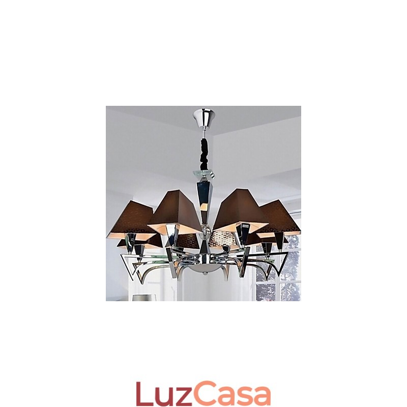 Lustre de ferro forjado da moda, iluminação artística, lustre com 8 luzes