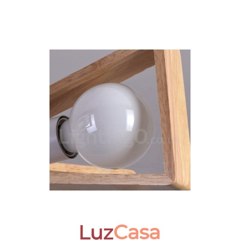 Lustre de madeira com 3 luzes e camada única, estilo moderno e contemporâneo