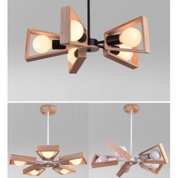 Lustre de madeira de camada única com 5 luzes, estilo moderno e contemporâneo