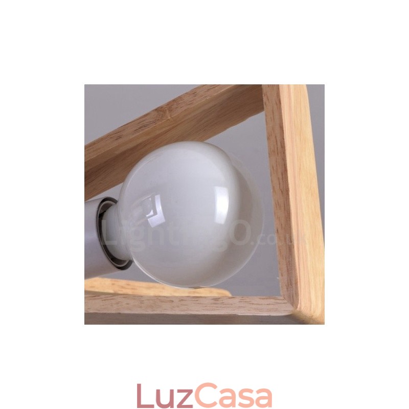 Lustre de madeira de camada única com 5 luzes, estilo moderno e contemporâneo