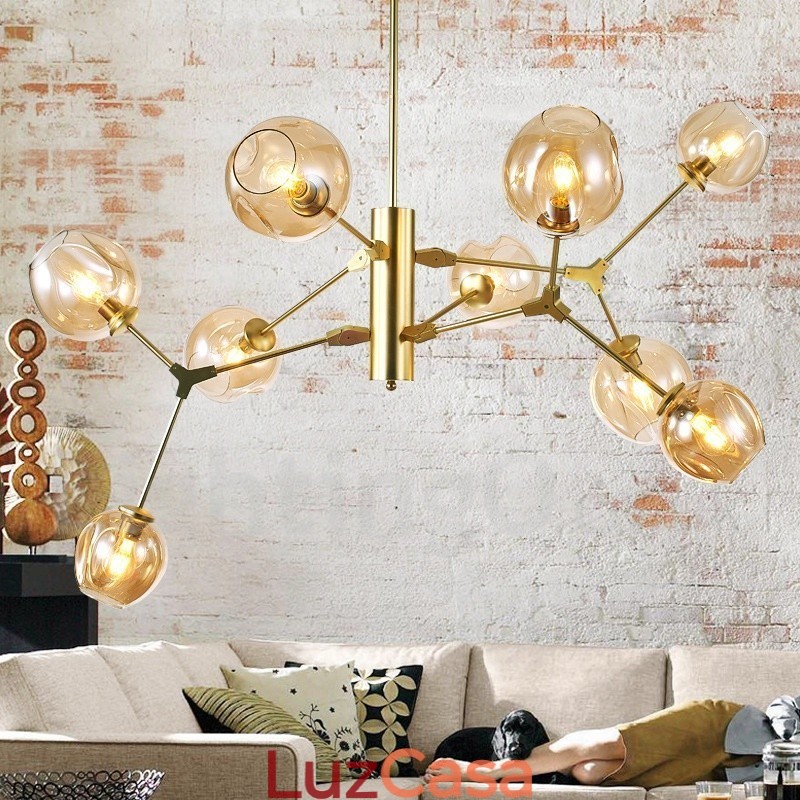 Lustre com cúpula de vidro estilo contemporâneo moderno