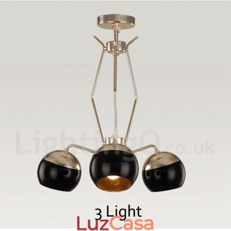 Lustre de metal contemporâneo moderno de 3 luzes com camada única e cúpula de vidro Lustre de metal contemporâneo moderno de 3 luzes com camada única e cúpula de vidro
