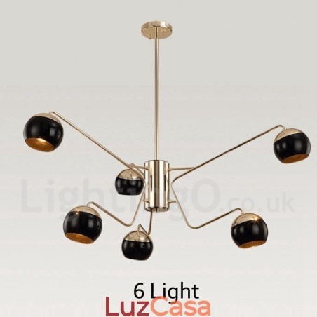 Lustre de metal contemporâneo moderno de 6 luzes e 2 níveis com cúpula de vidro Lustre de metal contemporâneo moderno de 6 luzes e 2 níveis com cúpula de vidro