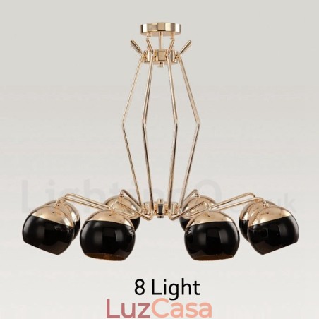 Lustre de metal contemporâneo moderno de 8 luzes com camada única e cúpula de vidro Lustre de metal contemporâneo moderno de 8 luzes com camada única e cúpula de vidro