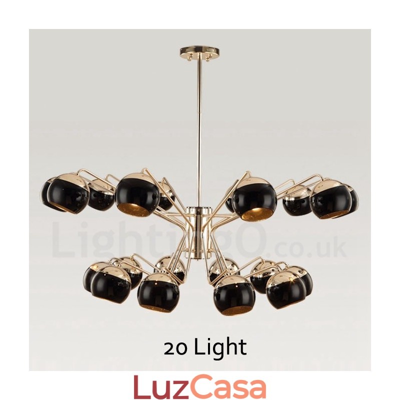 Lustre de metal contemporâneo com cúpula de vidro