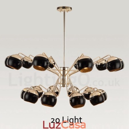 Lustre de metal contemporâneo com cúpula de vidro