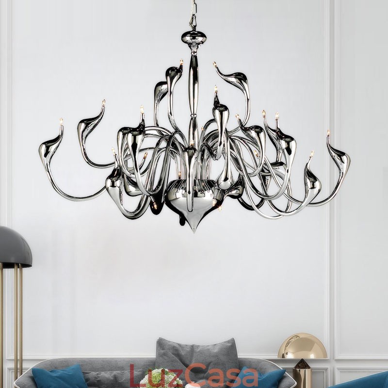 Lustre moderno de cisne com 24 luzes G4 cromado lâmpada incluída