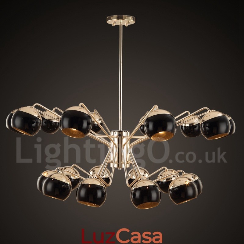 Lustre de metal contemporâneo com cúpula de vidro