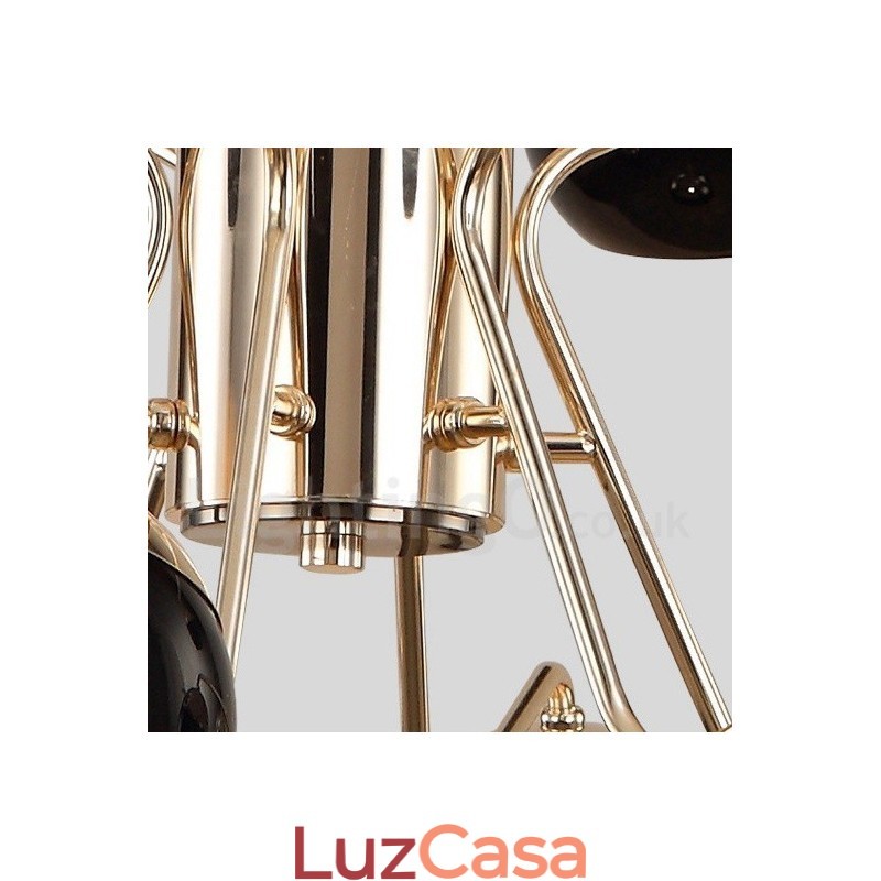 Lustre de metal contemporâneo com cúpula de vidro