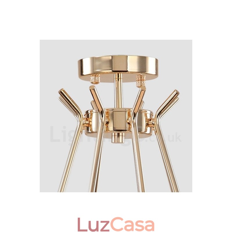Lustre de metal contemporâneo moderno de 30 luzes e 2 níveis com cúpula de vidro