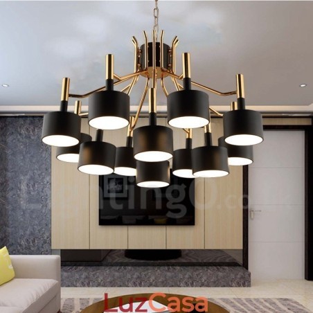 Lustre moderno contemporâneo de 12 luzes e 2 níveis Lustre moderno contemporâneo de 12 luzes e 2 níveis