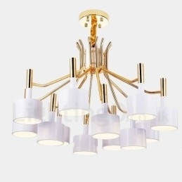 Lustre moderno contemporâneo de 12 luzes e 2 níveis