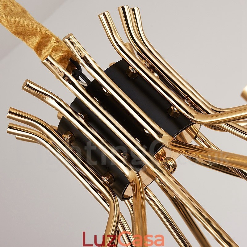 Lustre moderno contemporâneo de 12 luzes e 2 níveis