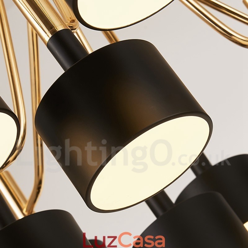 Lustre moderno contemporâneo de 12 luzes e 2 níveis
