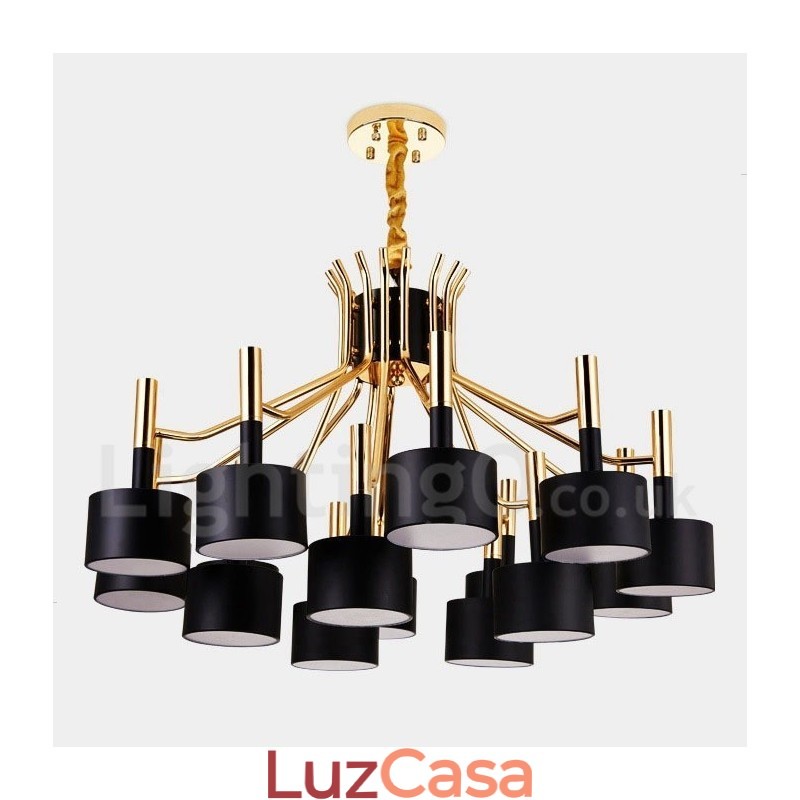 15 Luzes 2 Camadas Moderno Estilo Contemporâneo Lustre Lâmpada Luz