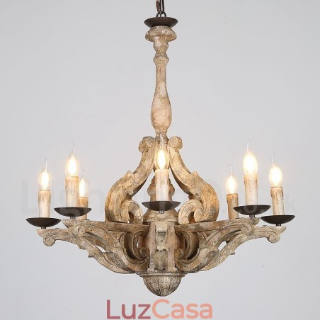 8 Luzes Vintage Retro Lustre De Madeira Lâmpada Luz 8 Luzes Vintage Retro Lustre De Madeira Lâmpada Luz