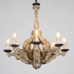 8 Luzes Vintage Retro Lustre De Madeira Lâmpada Luz
