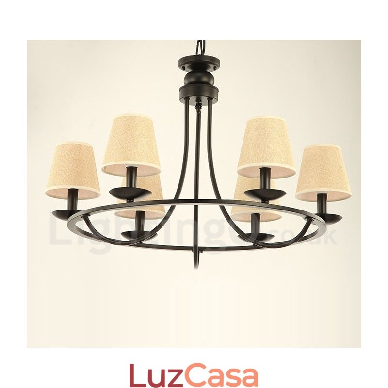 Lustre retrô country de 6 luzes com uma única camada