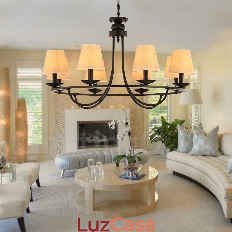 Country Retro 8 Luzes Lustre de Camada Única Lâmpada Luz