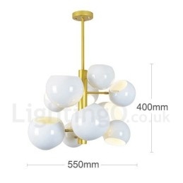 Lustre moderno contemporâneo branco de 10 luzes
