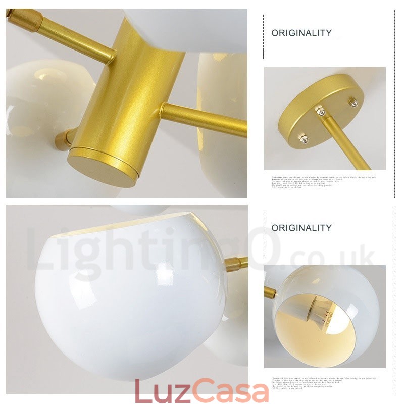 Lustre moderno contemporâneo branco de 10 luzes