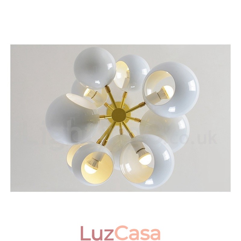 Lustre moderno contemporâneo branco de 10 luzes