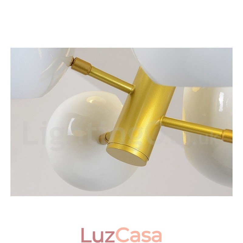 Lustre moderno contemporâneo branco de 10 luzes