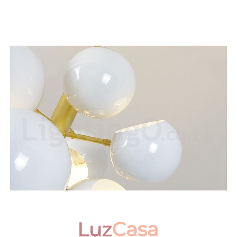 Lustre moderno contemporâneo branco de 10 luzes